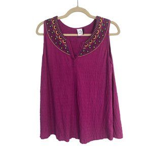 Anthropologie Akemi + Kin Women's Top Sleeveless Embroidered Purple Size S